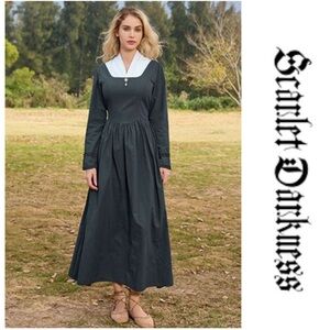 Scarlet Darkness Size L Renaissance, Peasant, Colonial, Amish Style Maxi Dress
